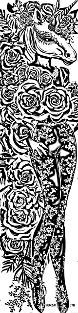 Free colorable bookmarks of a unicorn covered in roses